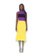 Purple/Yellow/Black Color Blocking Dress