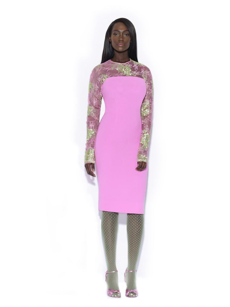 Pink Dress With Metallic Lace