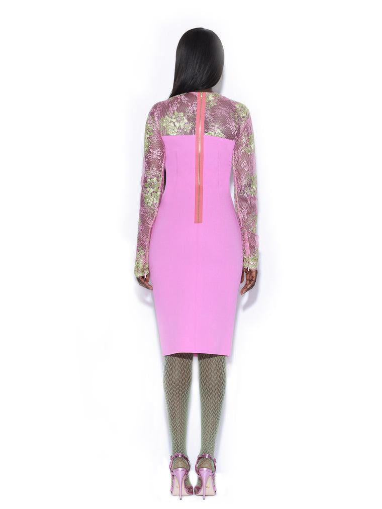 Pink Dress With Metallic Lace
