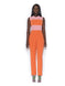 Orange Collared Color Blocking Jumpsuit