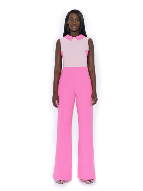 Pink Collared Jumpsuit with Panels