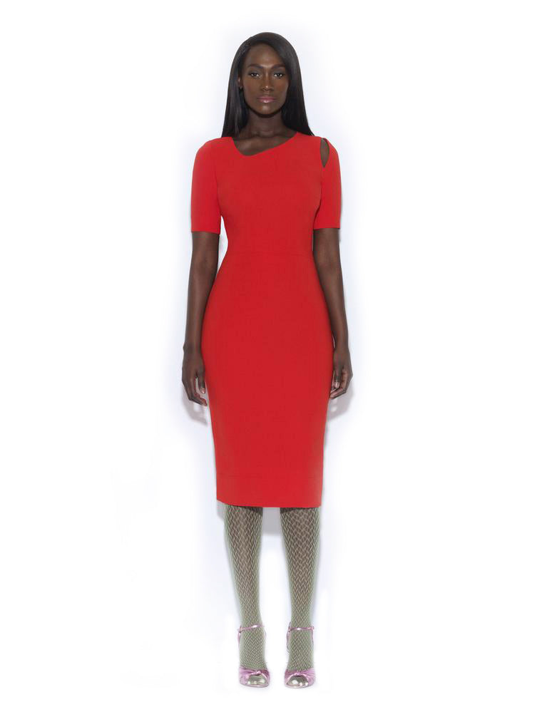 Red Dress With Shoulder Cut Outs