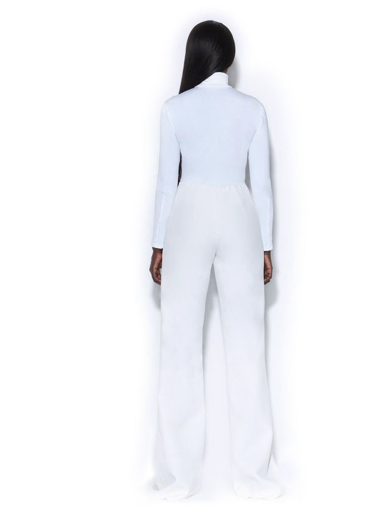 Icy White Casual Turtle Neck Bodysuit